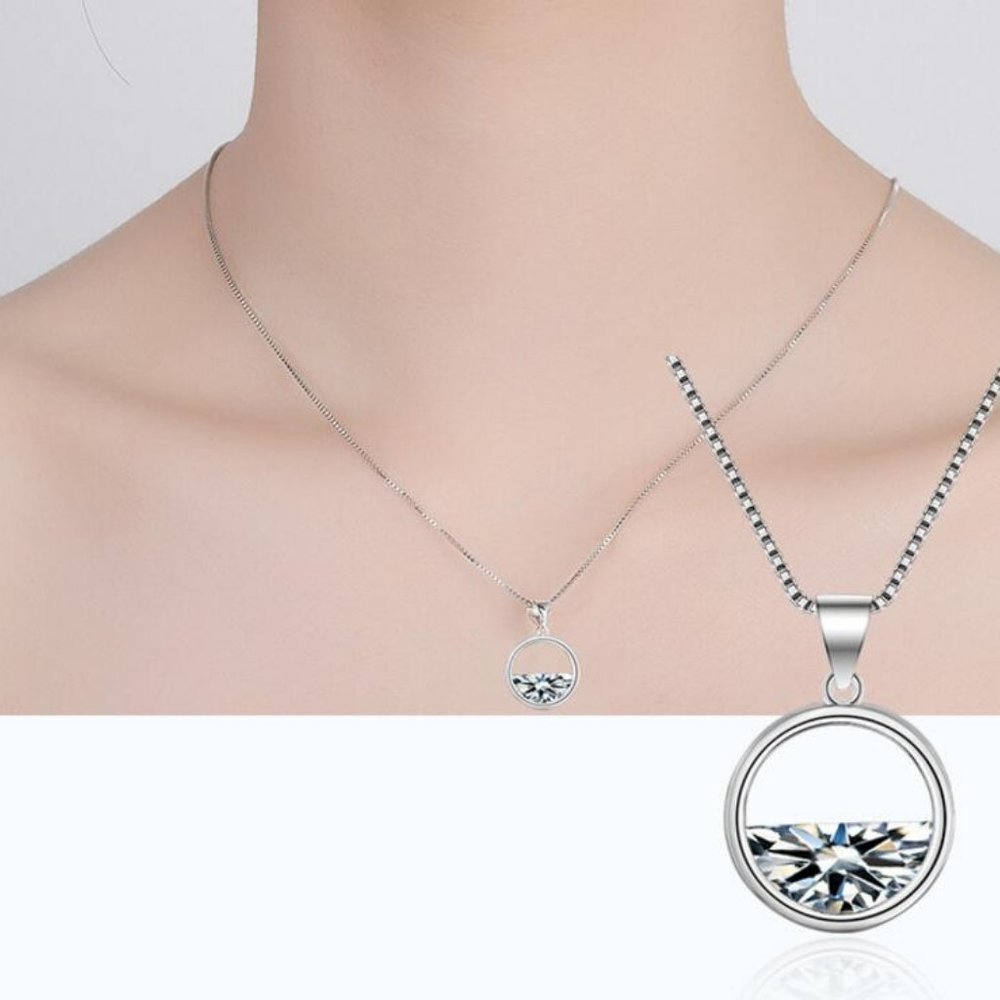 NEW 925 Sterling Silver Diamond Waterdrop Necklace - Picture 3 of 8